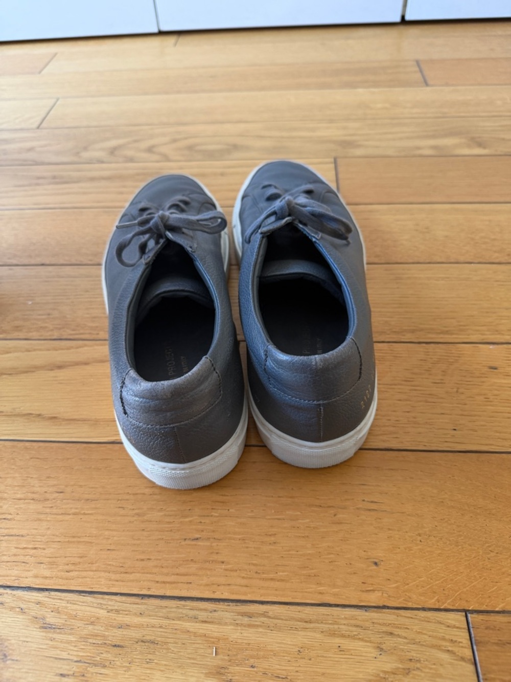 Gray Leather Men's Low-Top Sneakers - Picture 3 of 4